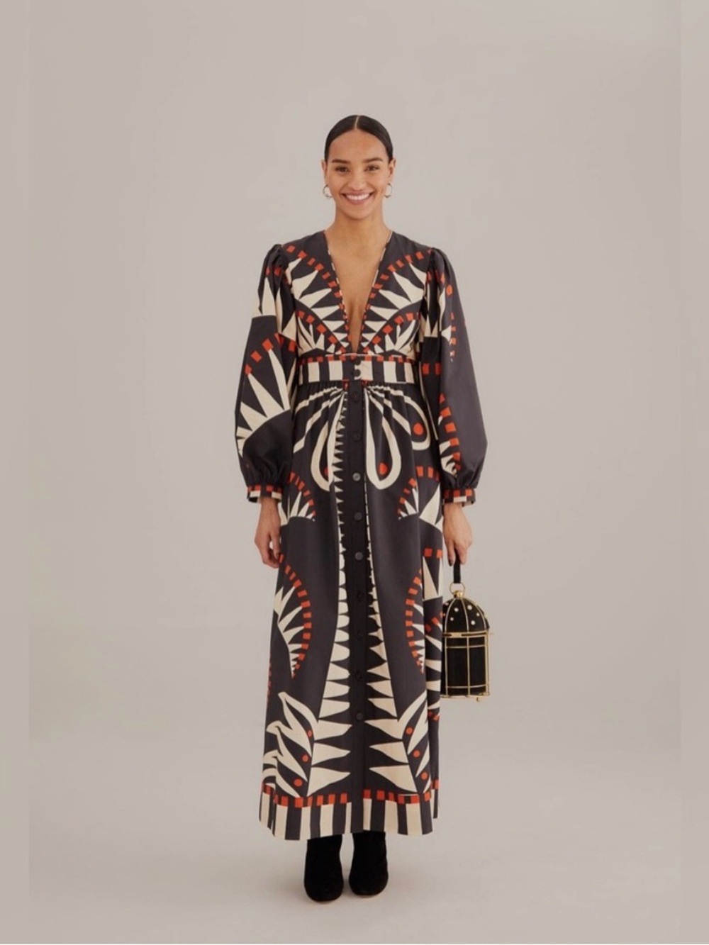 Farm Rio Coconut Grove Puff Sleeve Maxi Dress NWT - Picture 1 of 5